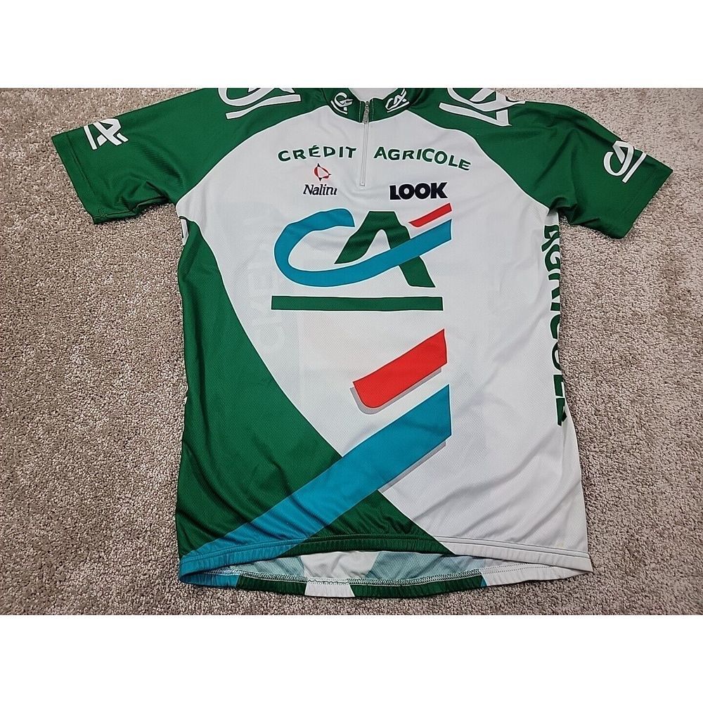 Credit Agricole Cycling Shirt Vintage Zip Up Terry Cloth Lined 80s Medium‎ - Picture 3 of 16